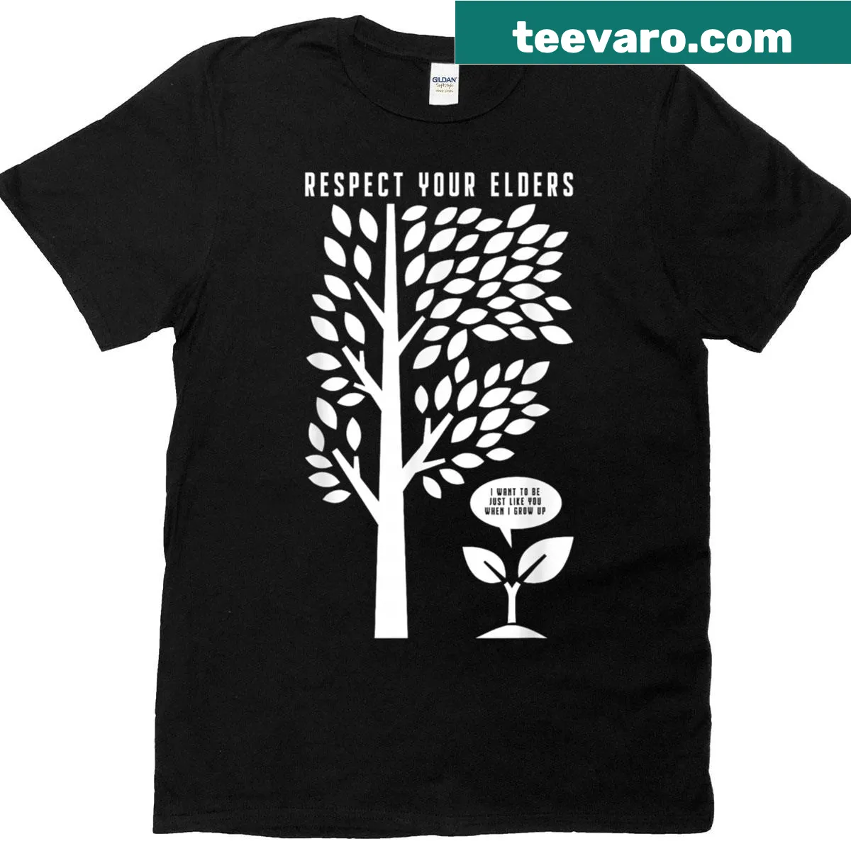 Playful t-shirt with tree sapling graphic and 'Grow Up Like You' quote — on a men's t-shirt