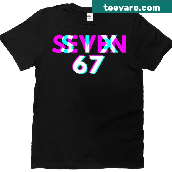 Optical illusion t-shirt with glitch design and numbers