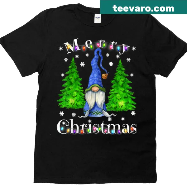 Christmas t-shirt with a cute garden gnome illustration