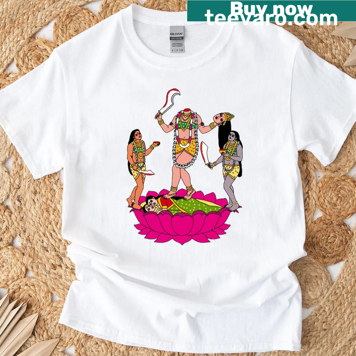 Illustration of Goddess Chinnamastika on a T-shirt — on a men's t-shirt