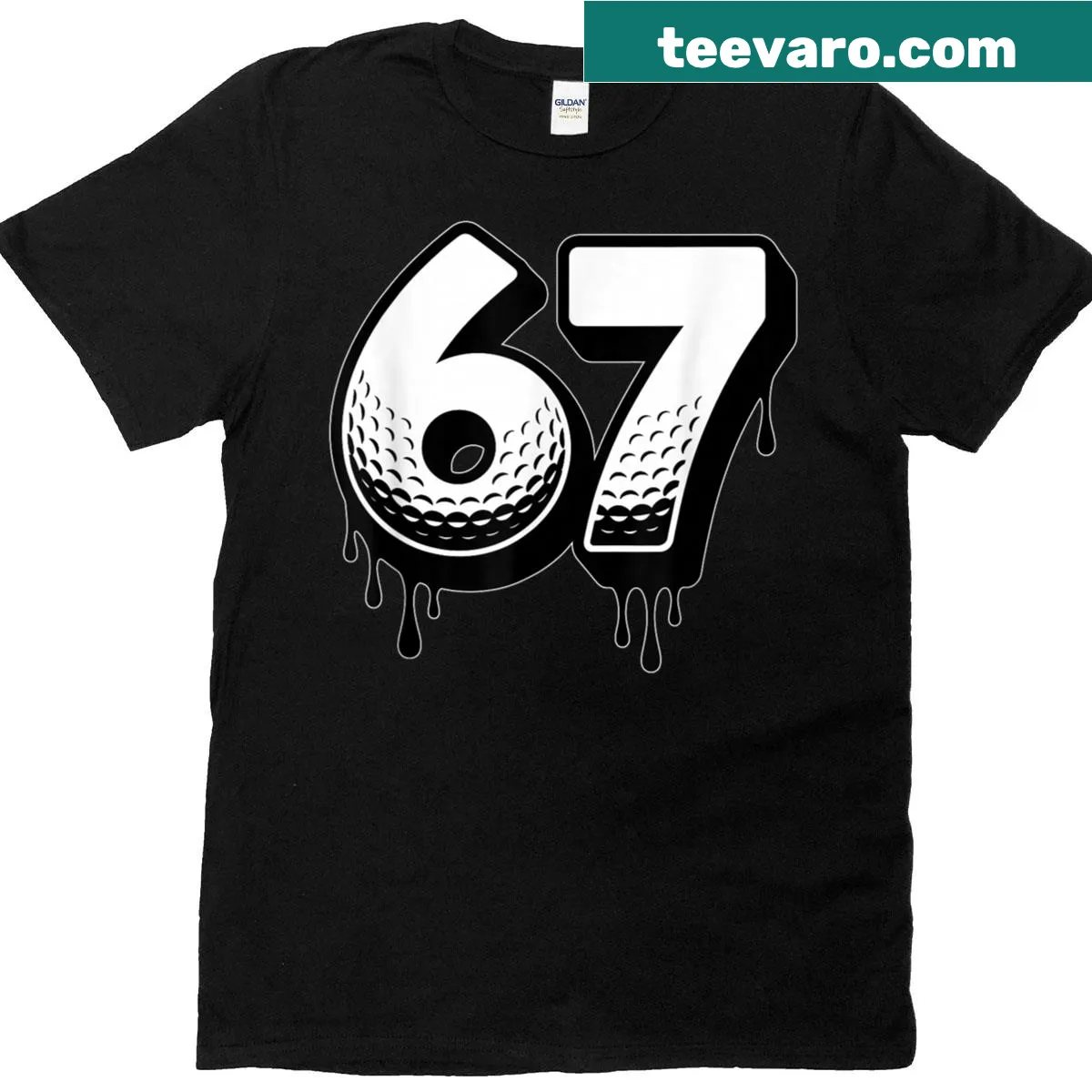 Golf-themed T-shirt featuring the number 67 for birthday celebrations — on a men's t-shirt