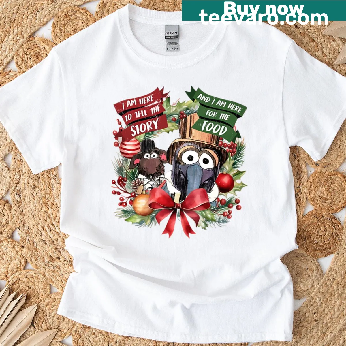 Muppet-themed Christmas t-shirt featuring Gonzo and Rizzo — on a men's t-shirt