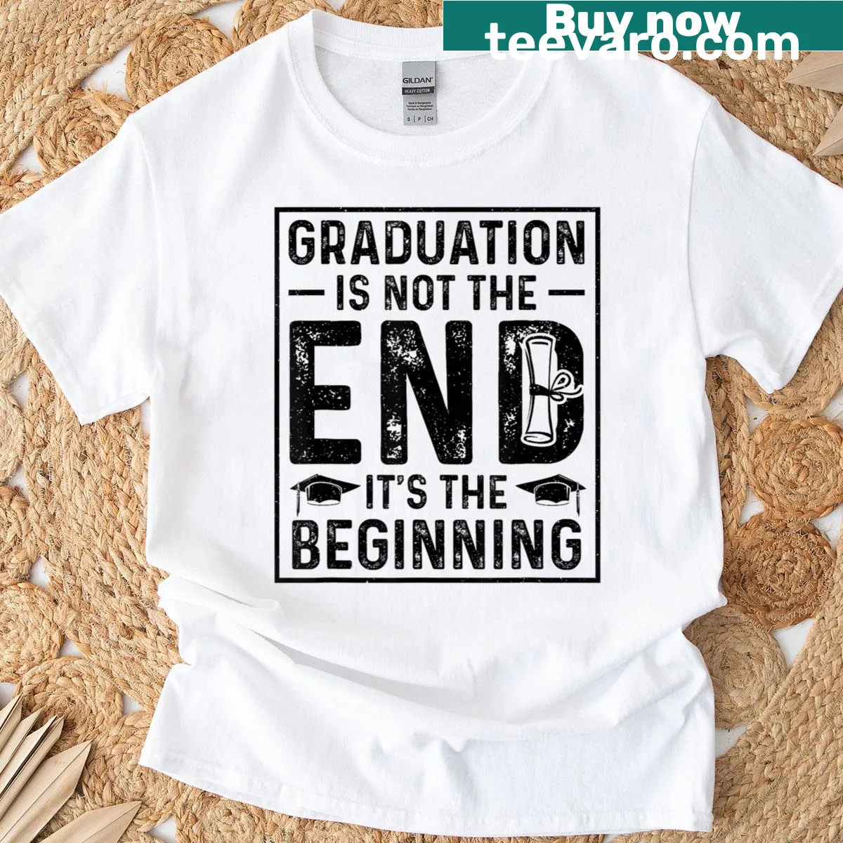 Inspirational graduation T-shirt with motivational text — on a men's t-shirt