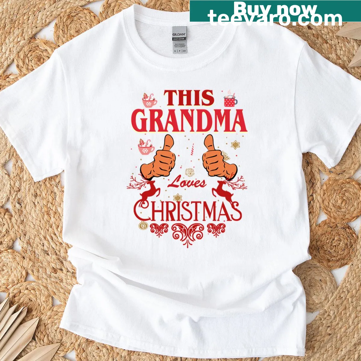 Christmas T-shirt proclaiming Grandma loves Christmas — on a men's t-shirt