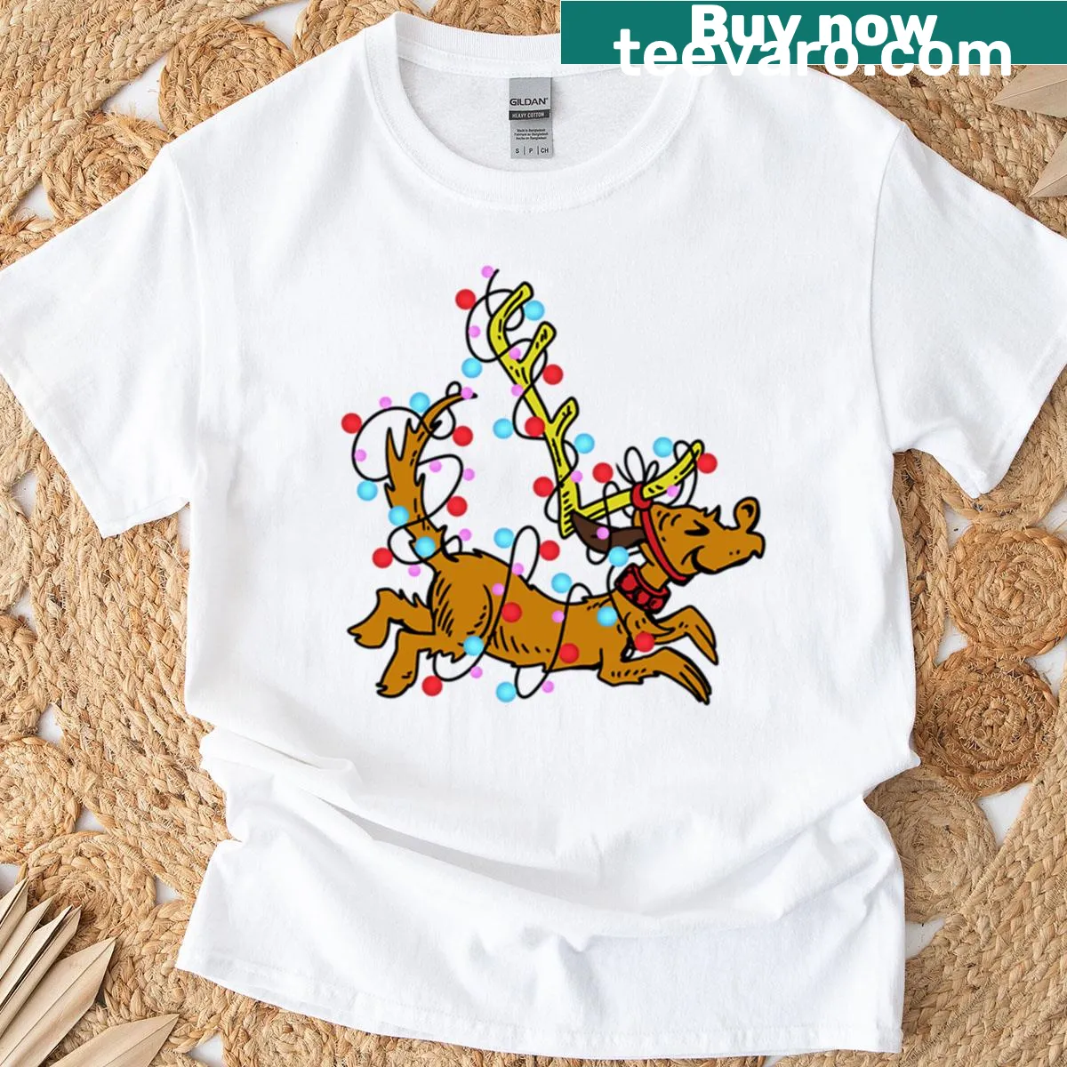 Max the Dog from the Grinch in a festive Christmas design — on a men's t-shirt