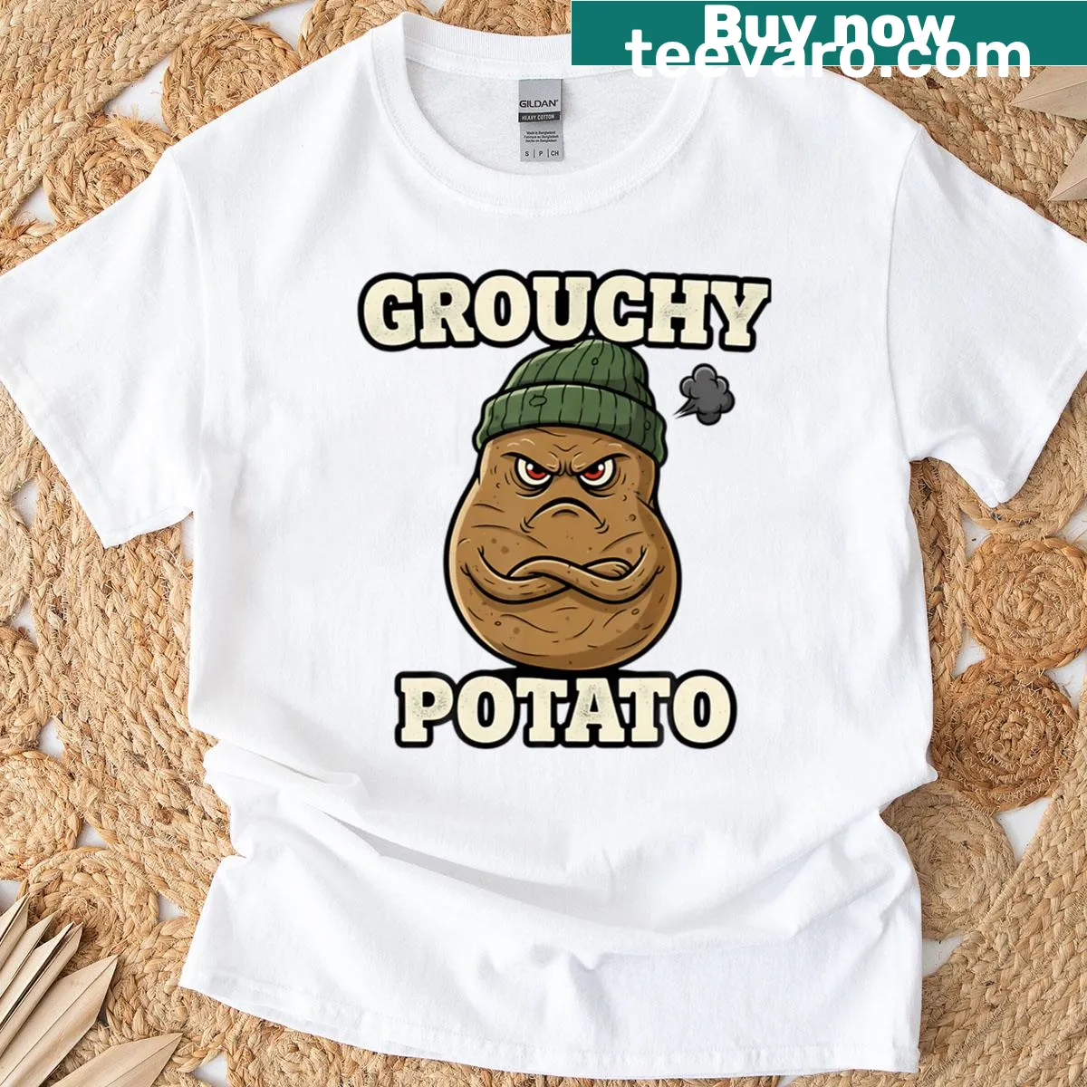 T-shirt with humorous potato quote design — on a men's t-shirt