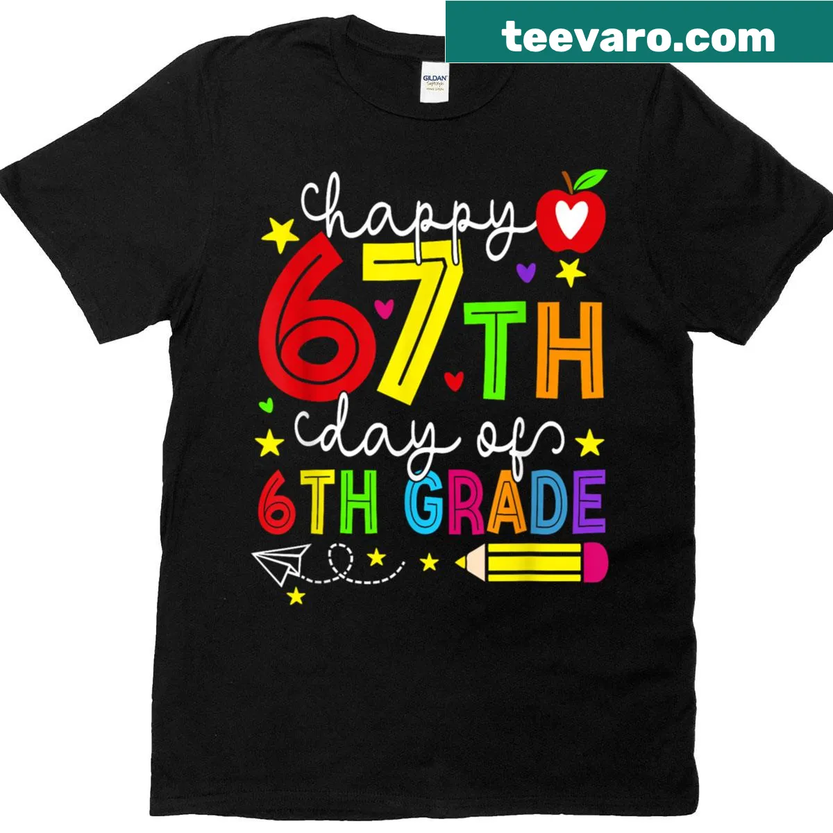 Meme-style T-shirt celebrating the 67th day of 6th grade — on a men's t-shirt