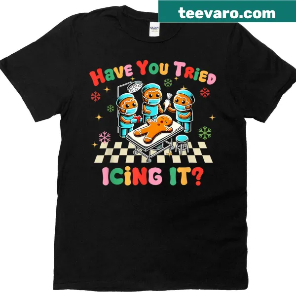 Funny gingerbread nurse Christmas T-shirt design