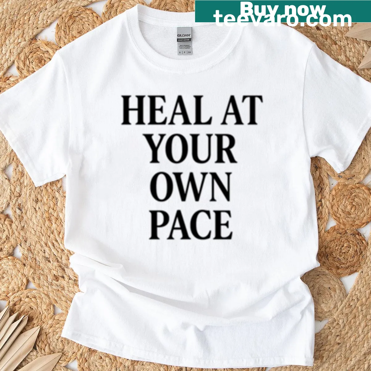 Minimalist T-shirt with motivational quote about healing — on a men's t-shirt