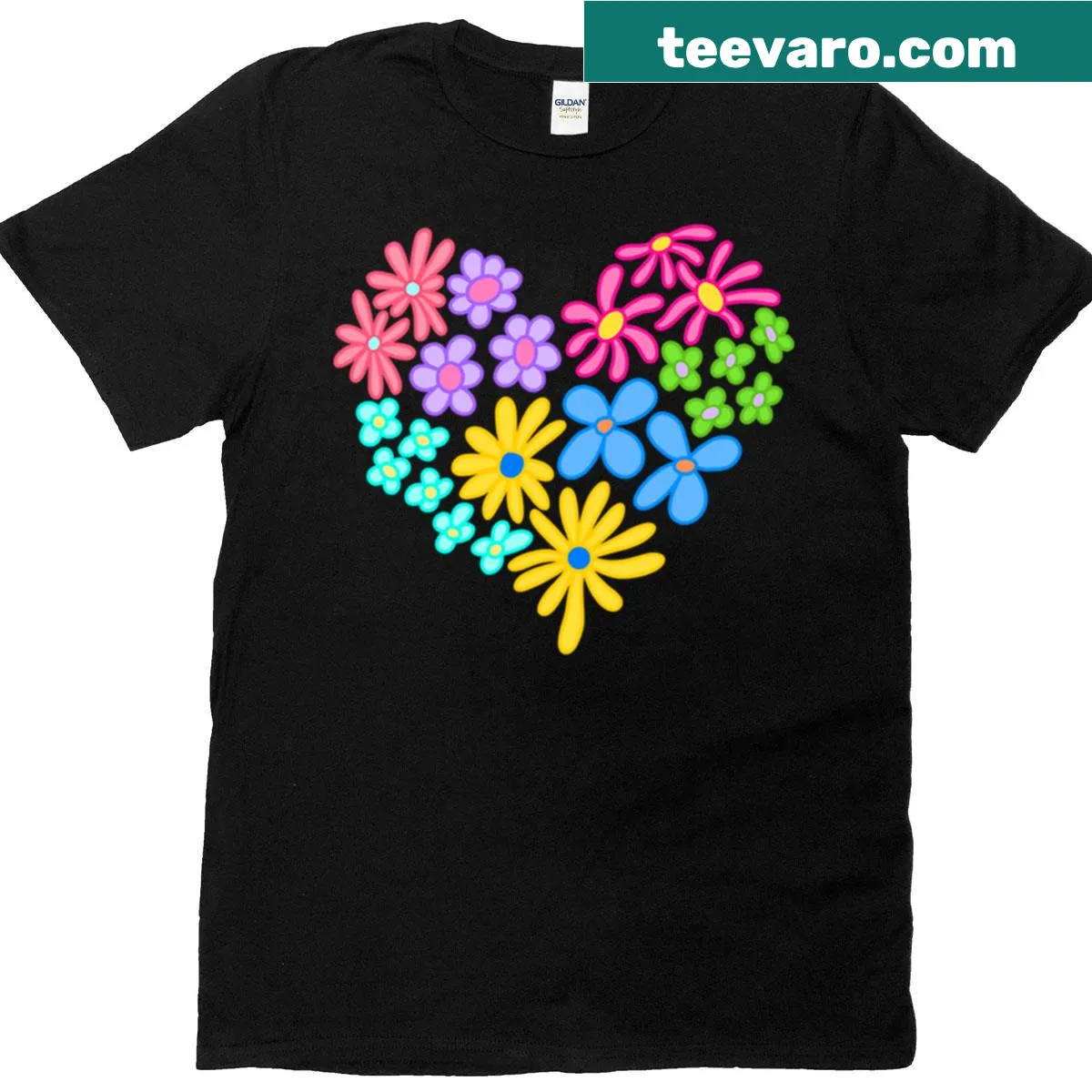 Floral heart design on a T-shirt, perfect for nature lovers — on a men's t-shirt