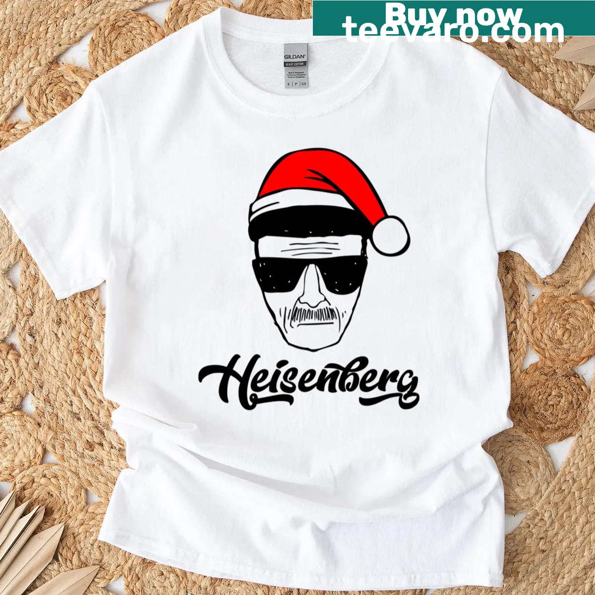 Heisenberg-themed Christmas graphic on a t-shirt — on a men's t-shirt