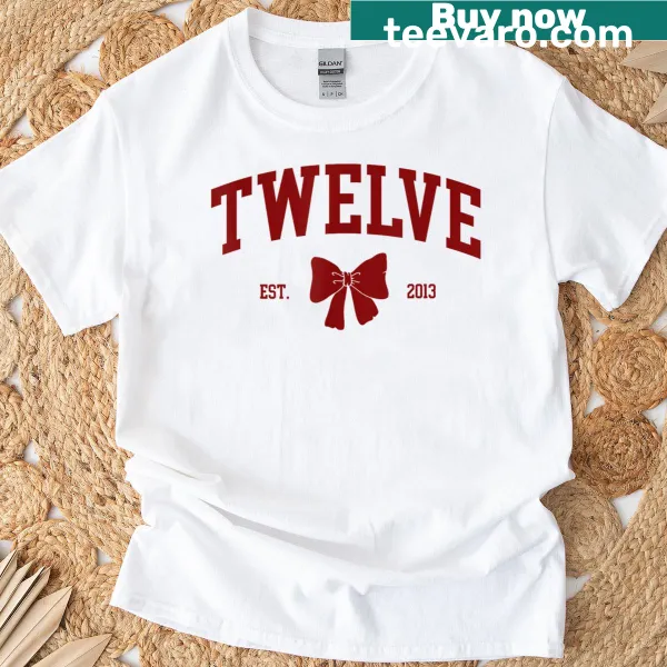 12th birthday T-shirt with 'Hello Twelve' and a bow graphic