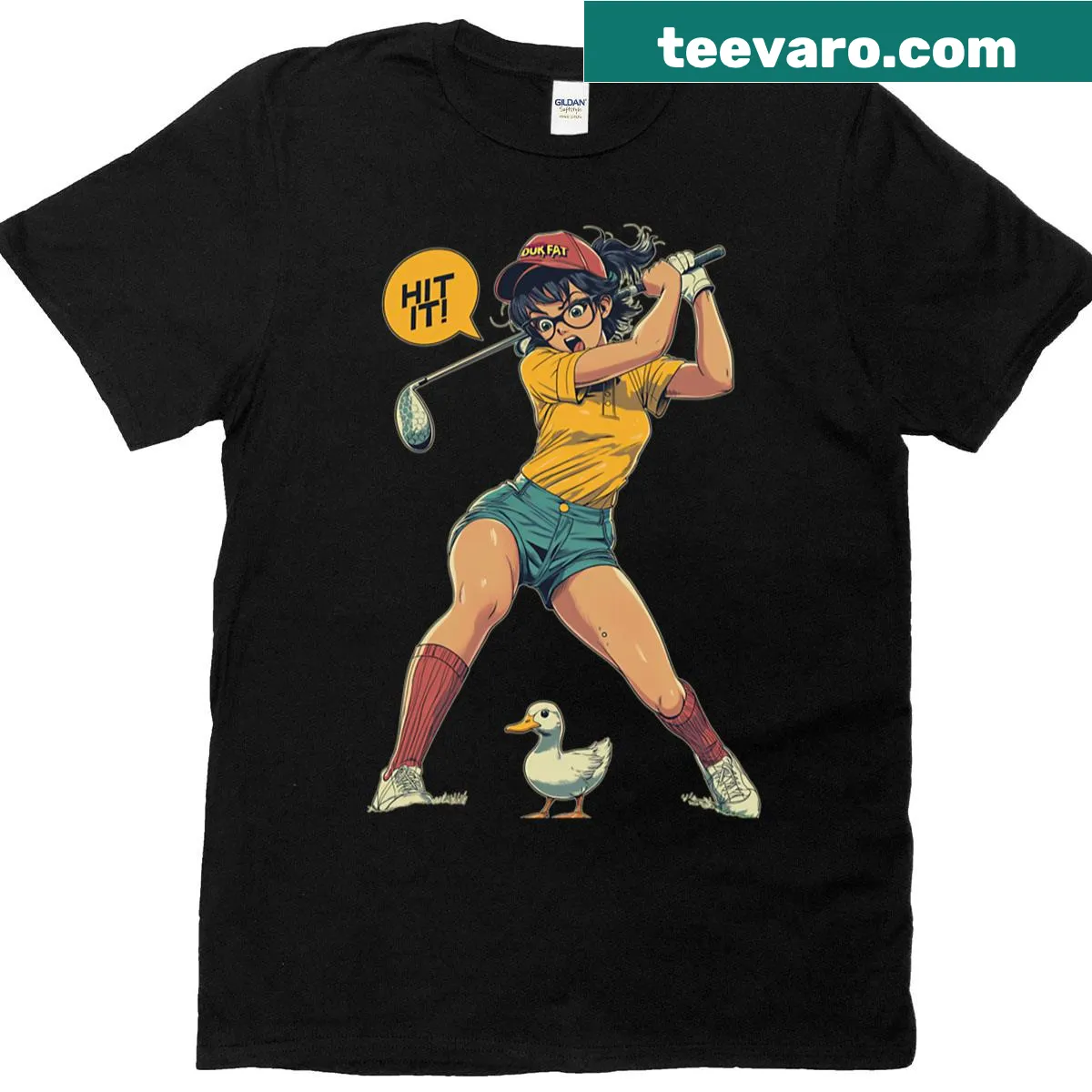 Anime-inspired T-shirt featuring bold 'Hit It' graphic — on a men's t-shirt