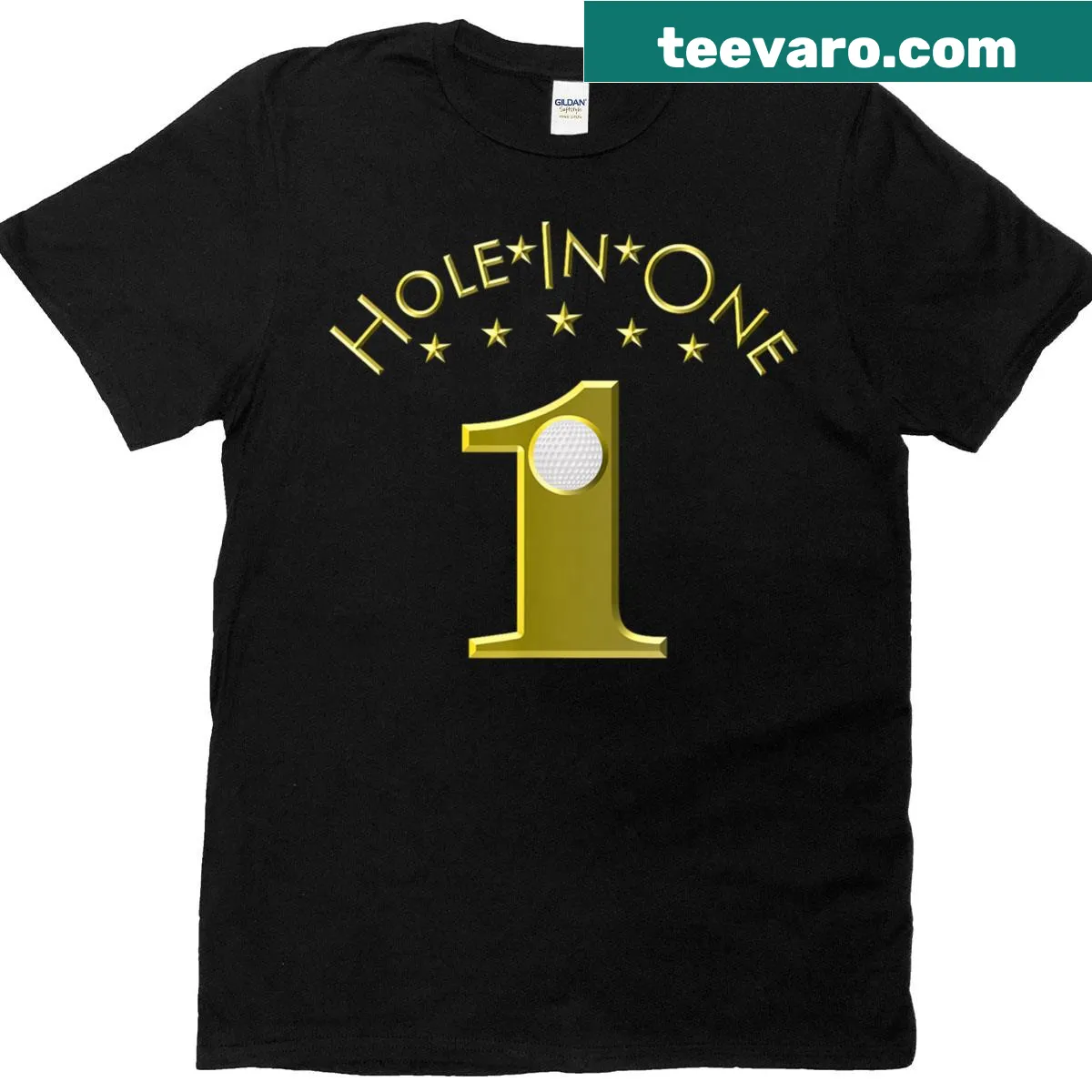 T-shirt with playful 'Hole-in-One' golf graphic — on a men's t-shirt