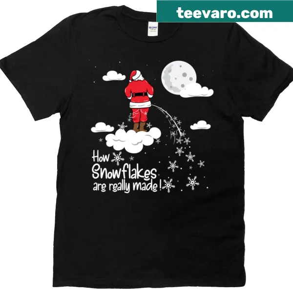 Edgy Christmas T-shirt with 'How Snowflakes Are Really Made' text