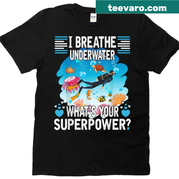 Playful scuba diving superpower graphic on T-shirt