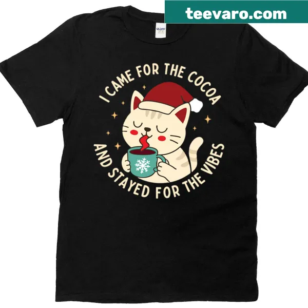Cocoa-themed T-shirt with playful text about warmth and vibes