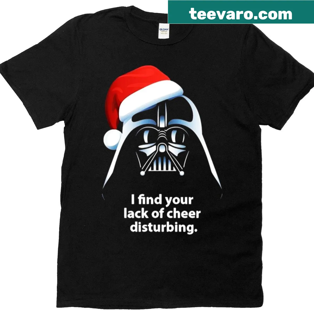 Sarcastic Christmas T-shirt with 'I Find Lack Of Cheer Disturbing' text — on a men's t-shirt