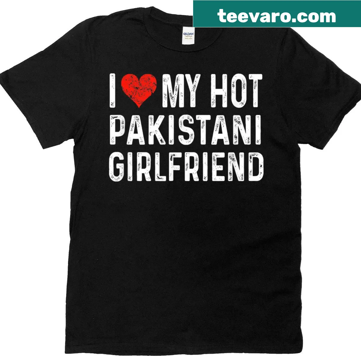 Heart graphic with text celebrating love for a Pakistani girlfriend — on a men's t-shirt