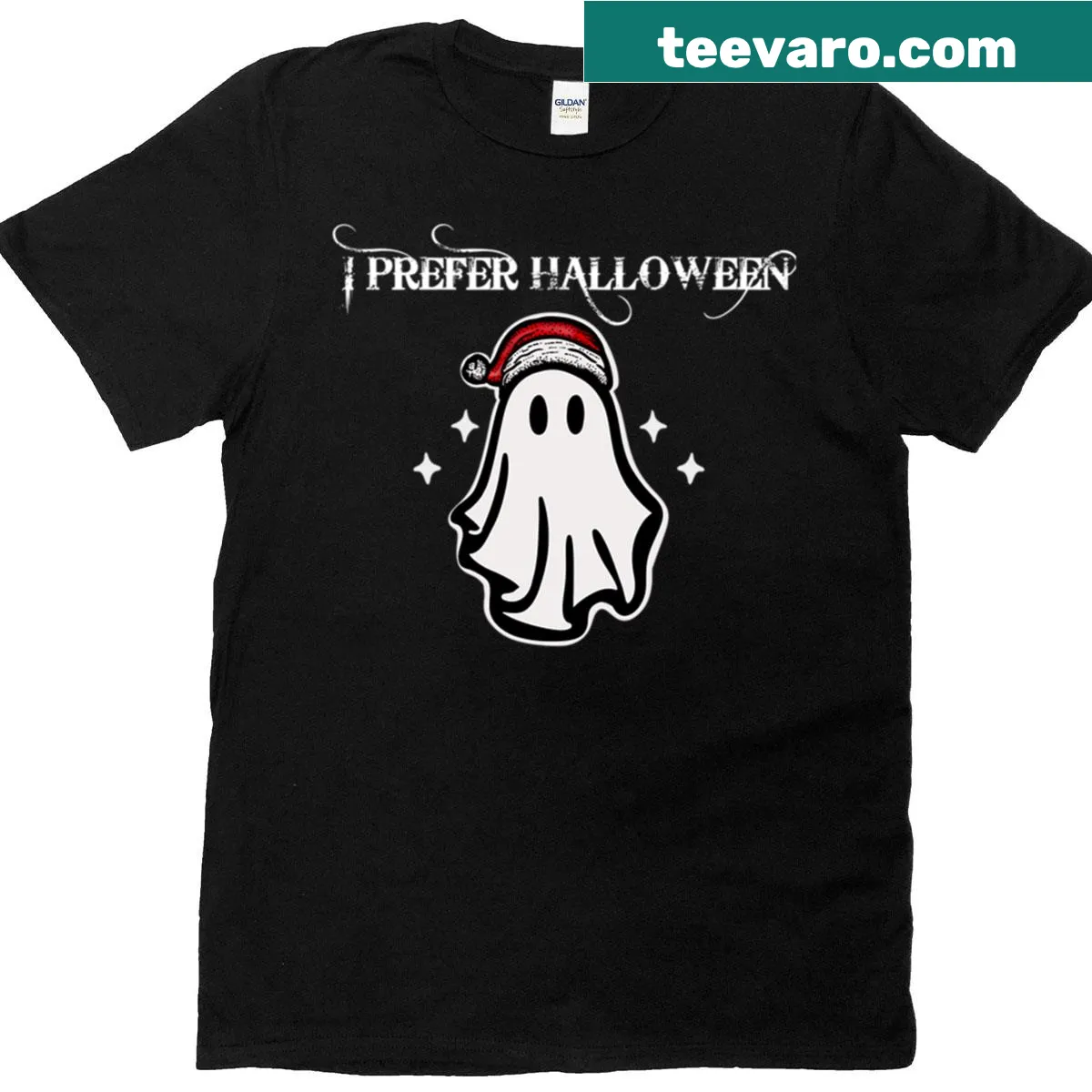 Oversized t-shirt with bold text proclaiming a preference for Halloween — on a men's t-shirt