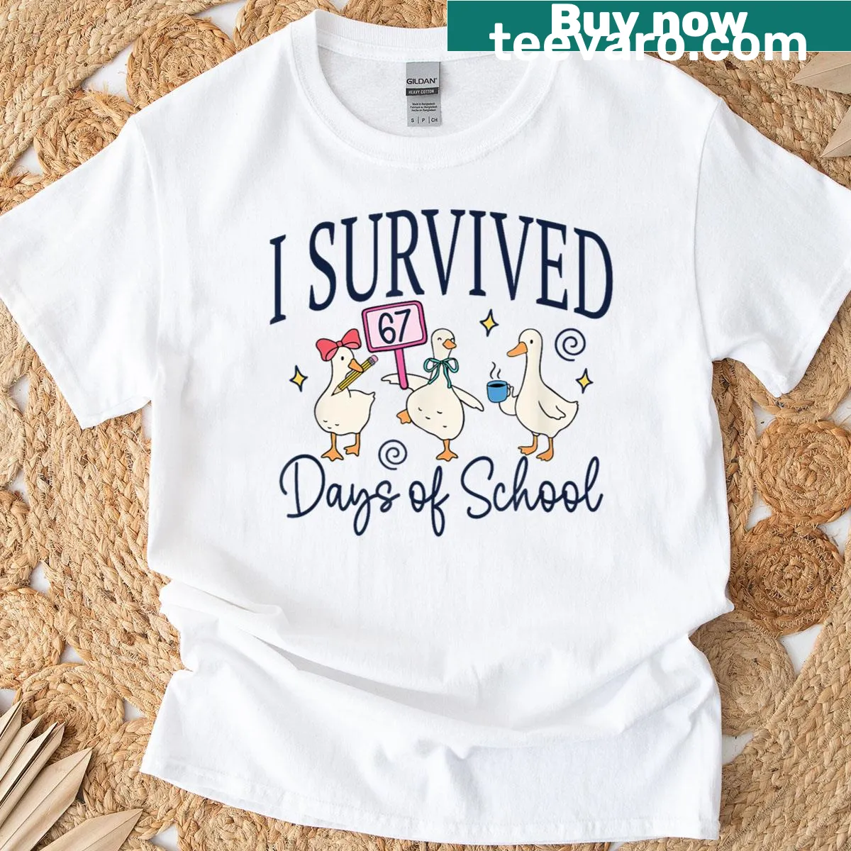 Teacher-themed shirt celebrating surviving a school year — on a men's t-shirt