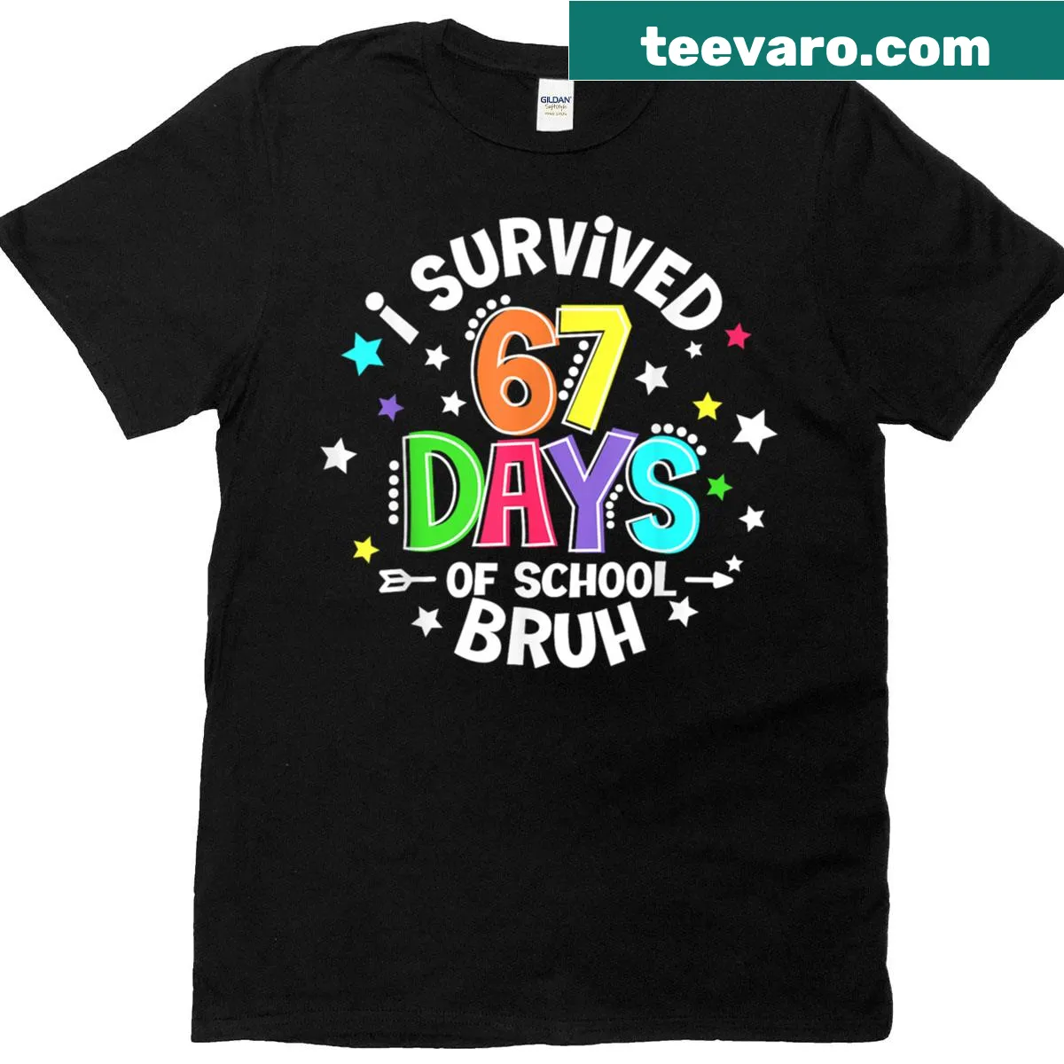 Funny teacher t-shirt celebrating survival of school days — on a men's t-shirt