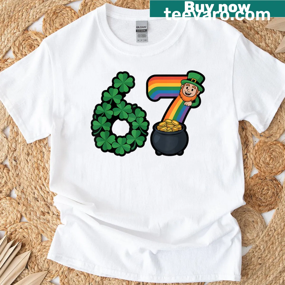 Leprechaun themed shirt with humorous text for St. Patrick's Day — on a men's t-shirt