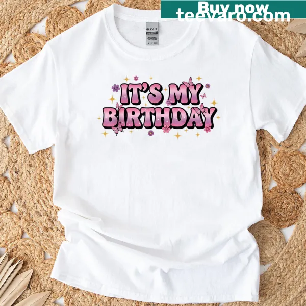 Fun 'It's My Birthday' T-shirt with sparkling elements