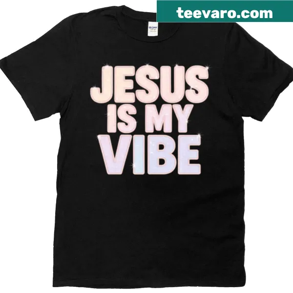 T-shirt featuring a glittery design of Jesus
