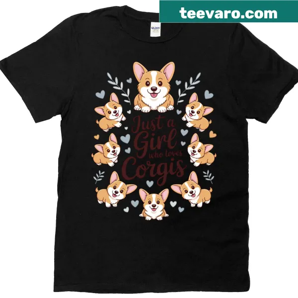 Corgi-themed illustration on a t-shirt for dog lovers