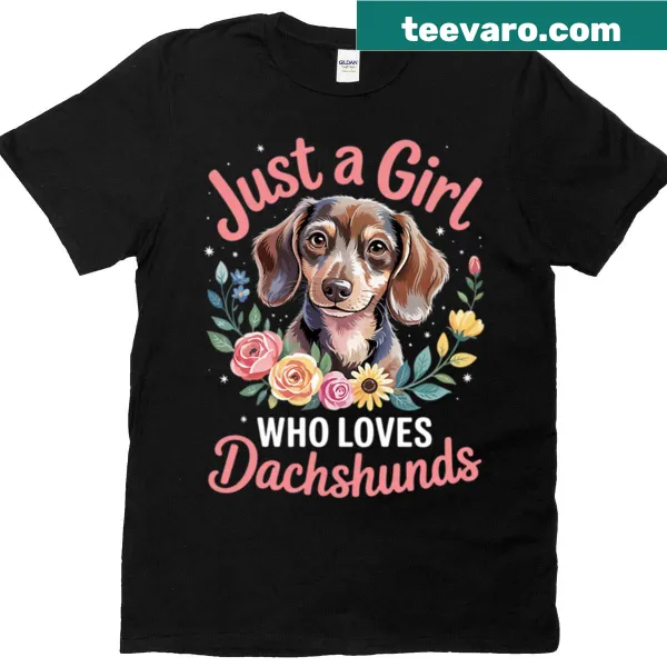 Graphic t-shirt with dachshund love slogan