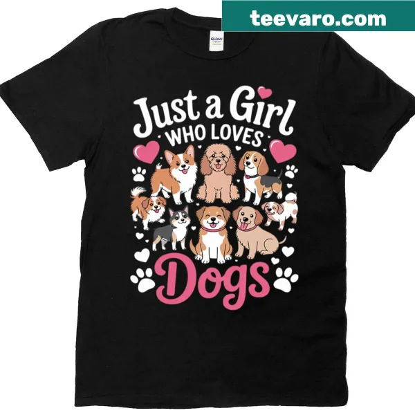 Typography design with 'Just A Girl Who Loves Dogs' text