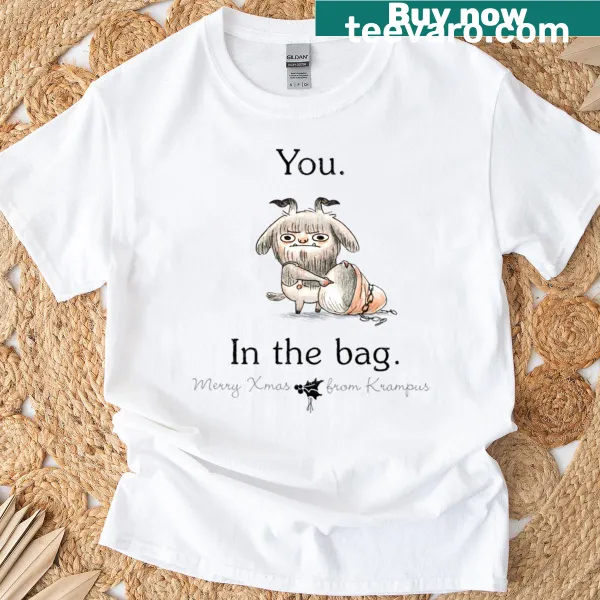 Krampus T-shirt featuring dark text and a playful design
