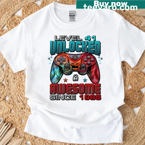 Playful gaming-themed t-shirt for a 41st birthday celebration