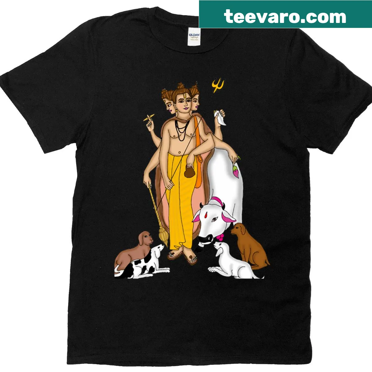 Spiritual artwork t-shirt featuring Lord Dattatreya — on a men's t-shirt
