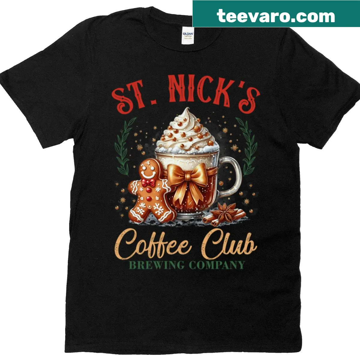 Humorous gingerbread man design on a festive T-shirt — on a men's t-shirt