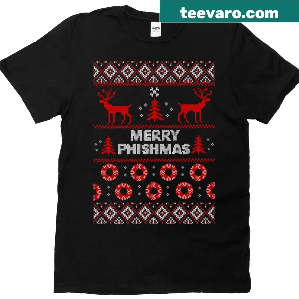 Merry Phishmas T-shirt with playful typography