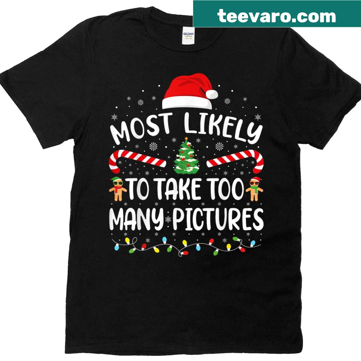 Matching family Christmas shirt with humorous photo caption for kids. — on a men's t-shirt