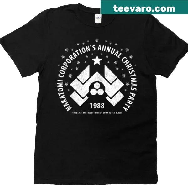 Vintage-style T-shirt celebrating Nakatomi Corporation Christmas Party 1988