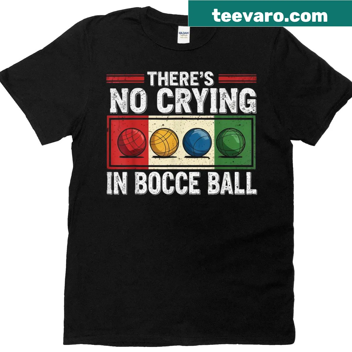 Bocce Ball themed t-shirt with playful graphics — on a men's t-shirt