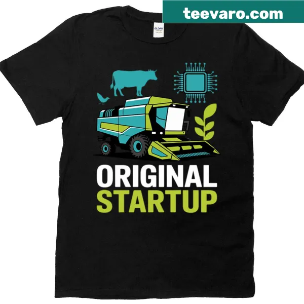 Tech-themed t-shirt with humorous combine harvester graphic