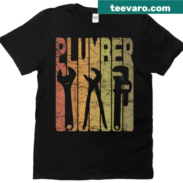 Vintage plumbing design on retro plumber T-shirt
