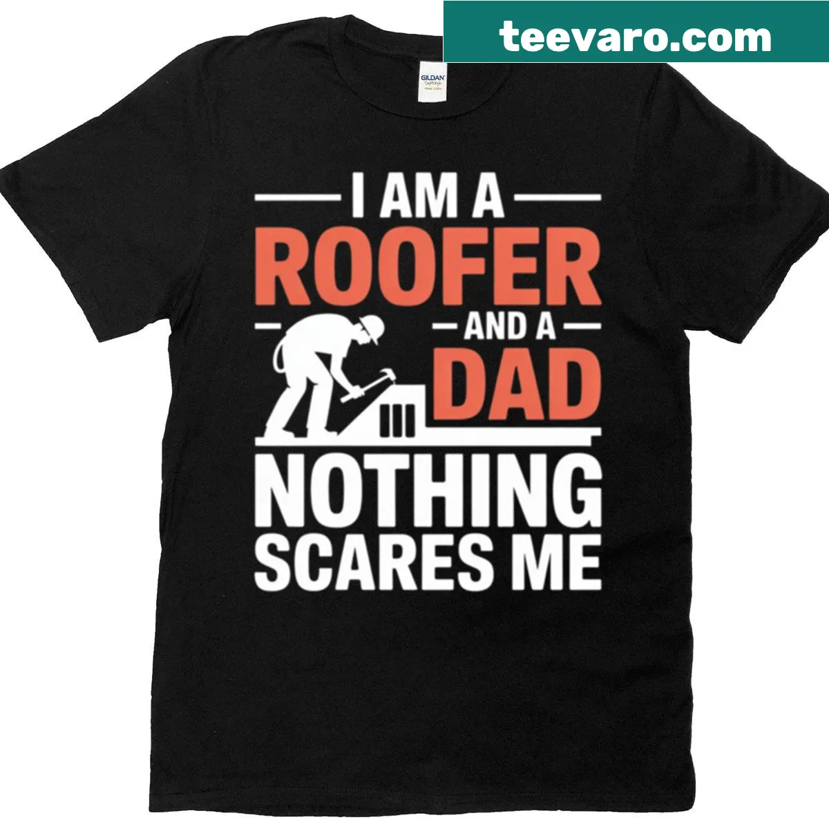 T-shirt with the phrase 'Fearless' for proud roofer dads — on a men's t-shirt