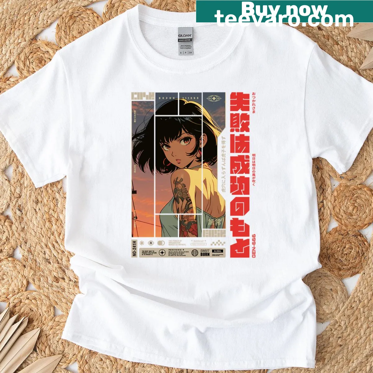 Silhouette of a punk girl at sunset on a T-shirt — on a men's t-shirt