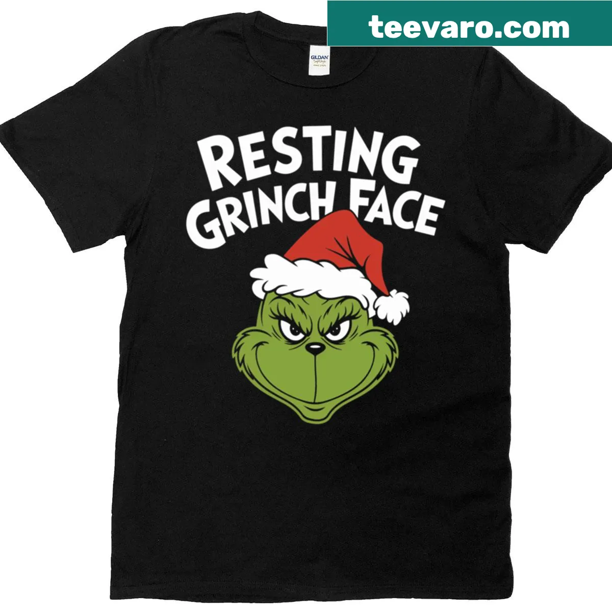 Graphic tee with the phrase 'Resting Grinch Face' in playful typography — on a men's t-shirt