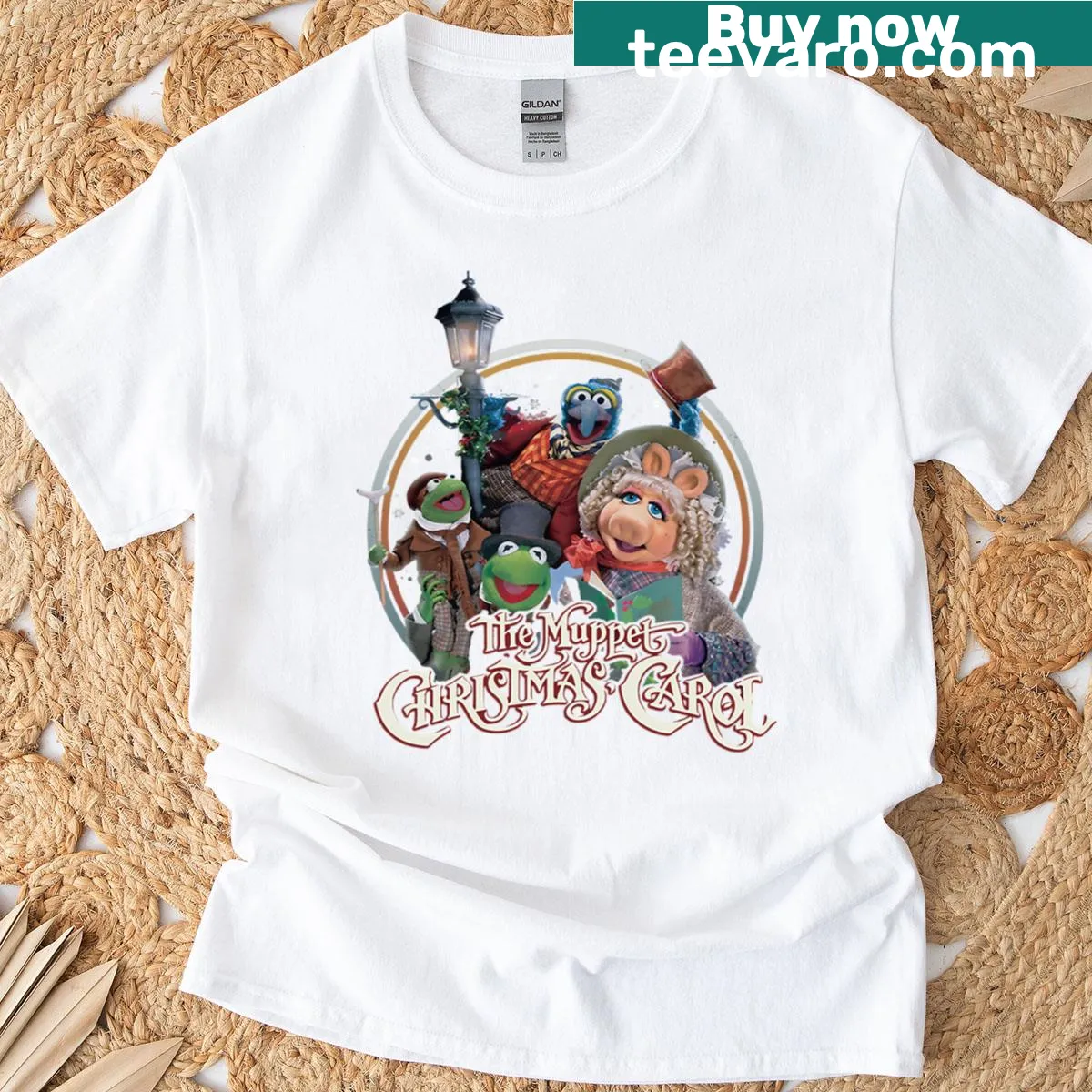 Muppet Christmas Carol graphic T-shirt with retro 90s design — on a men's t-shirt