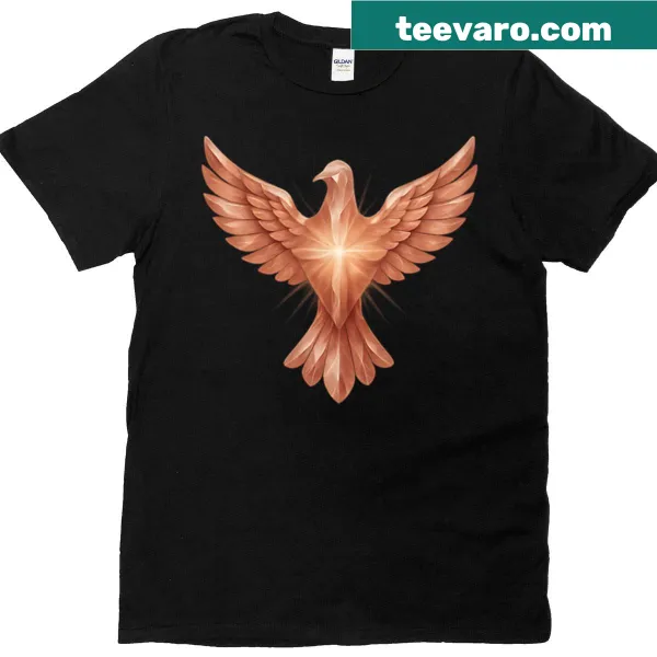 Rose gold dove graphic on a vintage distressed t-shirt