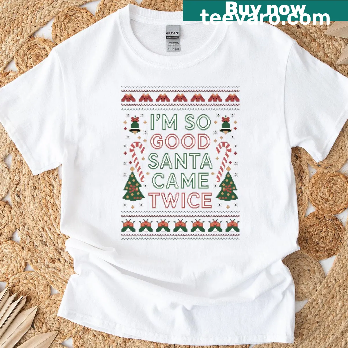 Oversized Christmas t-shirt with a humorous rude graphic — on a men's t-shirt
