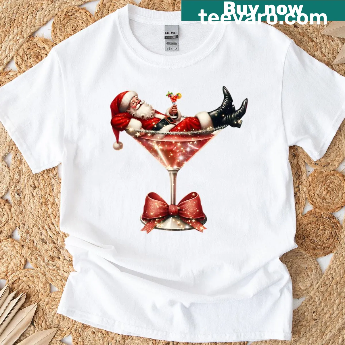 Humorous Santa Caus cocktail design on a T-shirt — on a men's t-shirt