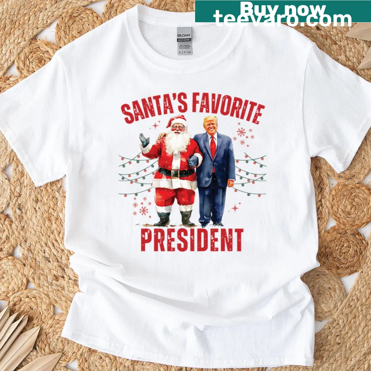 Funny Christmas T-shirt with the slogan 'Santa's Favorite President' — on a men's t-shirt